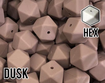 Cuentas de silicona hexagonales de 17 mm color púrpura oscuro (5-1000 unidades)