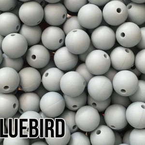 Cuentas de silicona Bluebird de 15 mm, 5-1000 unidades (también conocidas como azul claro o azul pastel)