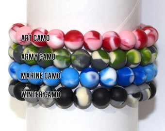 15 mm Camo Silicone Beads - 5-100 - Seamless Silicone Beads in 4 Color Combinations - Bulk Silicone Beads - Wholesale DIY Beads