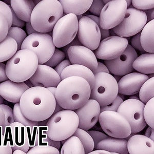 Small Abacus Lentil Saucer Silicone Beads in Mauve - 12 mm x 7 mm - Bulk Silicone Beads Wholesale - DIY Jewelry