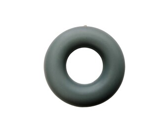 Grey Silicone Ring/Donut Beads Pendant - Gray