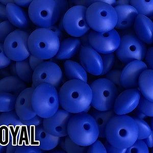 Small Abacus Lentil Saucer Silicone Beads in Royal - 12 mm x 7 mm - Bulk Silicone Beads Wholesale - DIY Jewelry