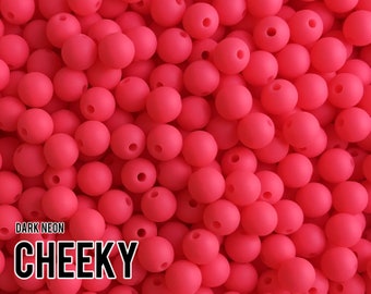 Silicone Beads, 9 mm Cheeky Silicone Beads - Dark Neon - 5-1,000 (aka bright pink, neon pink, hot pink) Bulk Silicone Beads Wholesale