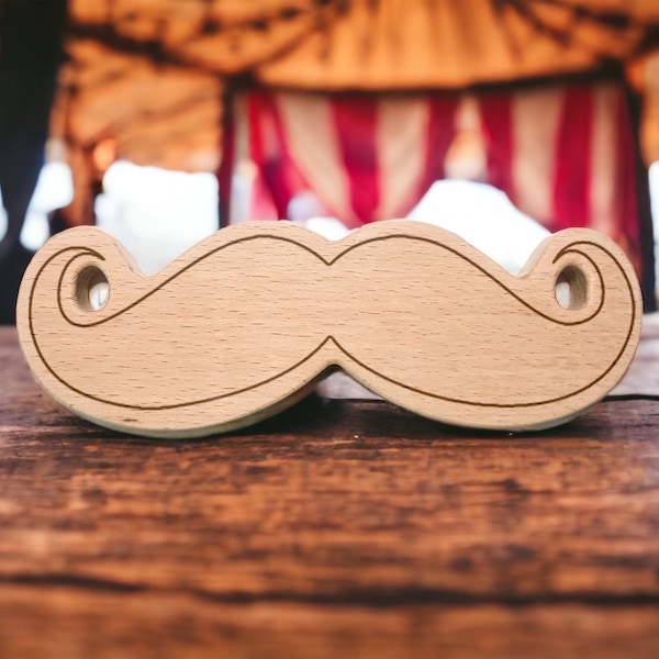 Large Mustache Wood Shape and Wood Toy - 6 in x 2 in - DIY Wood - Maple - Montessori Toy - Engravable - Personalized