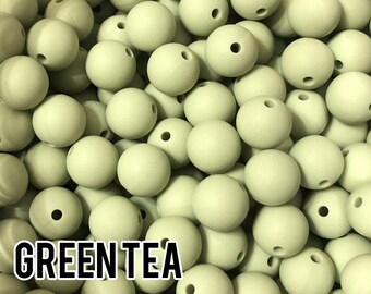 9 mm Green Tea Silicone Beads 10-1,000 (aka Dusty Green, Sage)