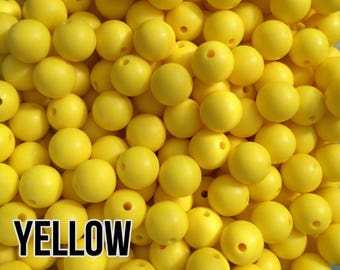 Silicone Beads, 15 mm Yellow Silicone Beads 5-1,000 Bulk Silicone Beads Wholesale