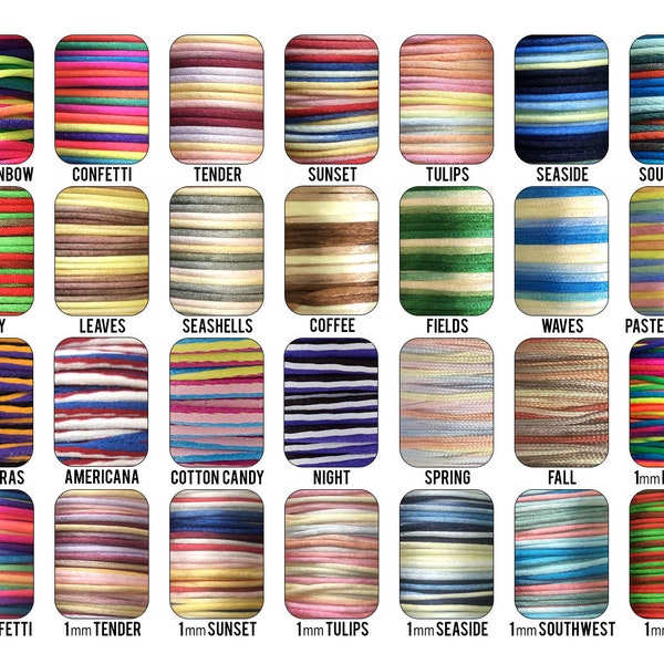 1mm Multi-Colored Nylon Cord String Rope for Crafts, Silicone Necklaces / Lanyards