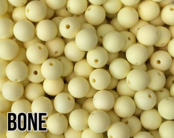 12 mm Bone Silicone Beads 10-1,000 (aka Light Yellow, Ivory)