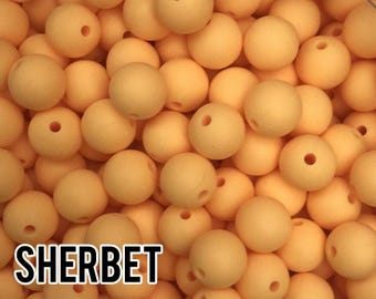 12 mm Sherbet Silicone Beads 10-1,000 (aka Pastel Orange, Light Orange, Light Peach) Bulk Silicone Beads Wholesale