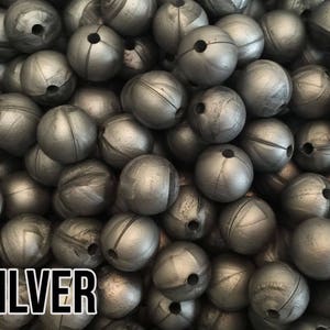 Silicone Beads, 12 mm Silver Silicone Beads 10-1,000 aka Metallic Grey Beads Wholesale Silicone Beads image 1