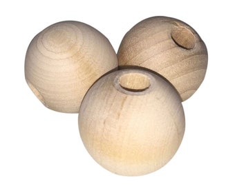 Cuenta de madera de 33 mm - Agujero sin acabado de 3/8". - Joyería de madera para manualidades