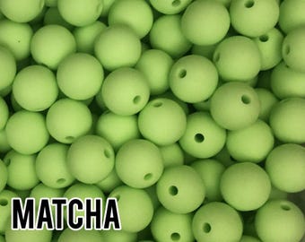 9 mm Matcha Silicone Beads 10-1,000 (aka Light Green, Bright Green, Celadon) Beads Wholesale Silicone Beads