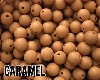 15 mm Caramel Silicone Beads 5-1,000 (aka Light Brown, Tan, Mustard)