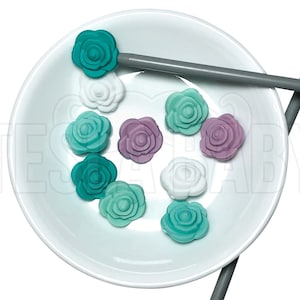 Knitting Needle Stoppers Mint Garden Beader Caps Beader Tips Back Stoppers Point Protectors End Stoppers Stitch Holder image 1