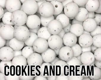 Silicone Beads, 12 mm Cookies and Cream Silicone Beads 5-1,000 (Speckled, Granite) - Bulk Silicone Beads Wholesale