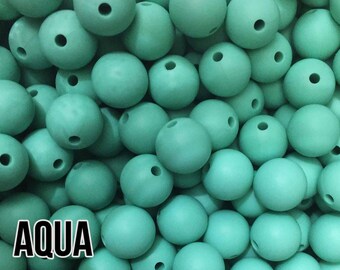 12 mm Aqua Silicone Beads 10-1,000 (aka Medium Teal, Turquoise, Blue)