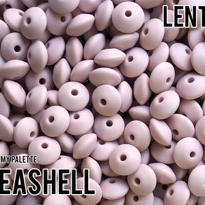 Small Abacus Lentil Saucer Silicone Beads in Seashell - 12 mm x 7 mm - Dreamy Palette - 5-1,000 (aka light pink, pastel pink, muted pink)