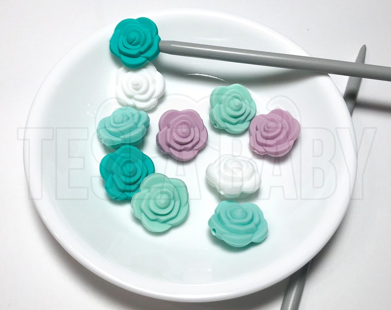 Knitting Needle Stoppers Mint Garden Beader Caps Beader Tips Back Stoppers Point Protectors End Stoppers Stitch Holder image 3