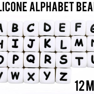 A-Z Silicone Alphabet Cube Beads 12 mm square Bulk Silicone Beads Wholesale DIY Jewelry image 1