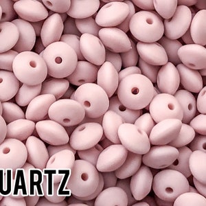 Small Abacus Lentil Saucer Silicone Beads in Quartz - 12 mm x 7 mm - Bulk Silicone Beads Wholesale - DIY Jewelry
