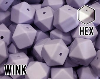 17 mm Hexagon Wink Silicone Beads 5-1,000 (aka Light Purple, Pastel Purple)