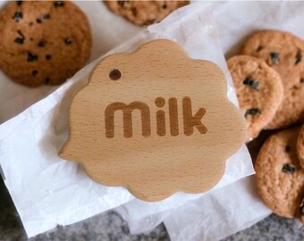 Milk Speech Bubble Emoticon Wood Shape - DIY Wood - Birch - Beech Wood Toy - Wood - Engravable - Personalized