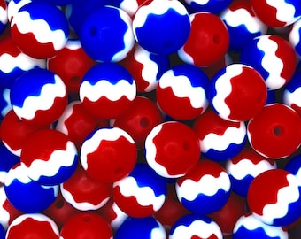 Cuentas de silicona Americana de 15 mm en capas - Rojo, blanco, azul - Cuentas de silicona a granel - Cuentas para manualidades al por mayor