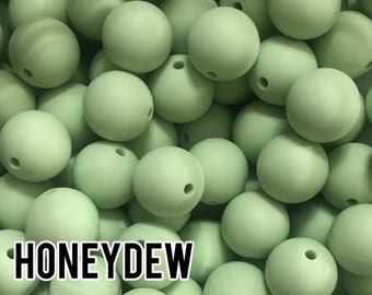 Silicone Beads, 12 mm Honeydew Silicone Beads 10-1,000 (aka Light Green, Pastel Green) Beads Wholesale Silicone Beads