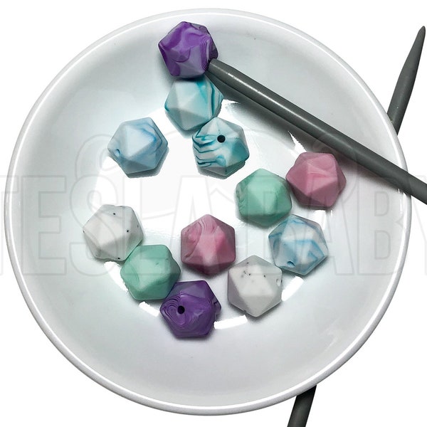 Knitting Needle Stoppers - Marble Icosahedrons - Beader Caps - Beader Tips - Back Stoppers - Point Protectors - End Stoppers - Stitch Holder