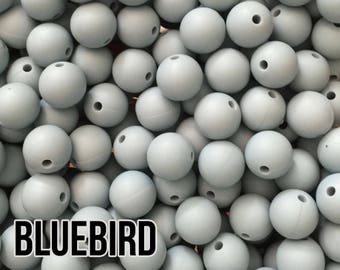 Silicone Beads, 12 mm Bluebird Silicone Beads 10-1,000 (aka Light Blue, Pastel Blue) Beads Wholesale Silicone Beads