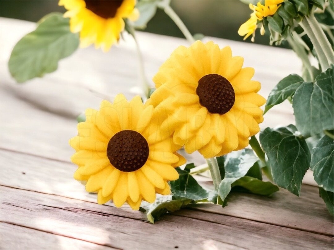 Silicone Focal Beads for Pens, 20mm Sunflower Silicone Beads, 10PCS Daisy  Silicone Focal Beads, Silicone Shaped Beads for Keychain Making, Sunflower