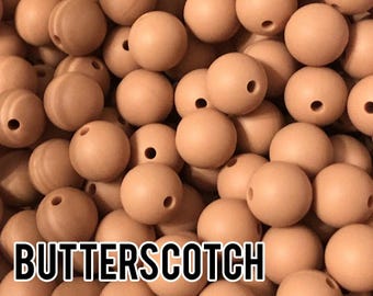 9 mm Butterscotch Silicone Beads 5-1,000 (aka Tan, Camel, Light Brown) -