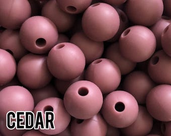 9 mm Cinnabar Silicone Beads 10-1,000 (aka Medium Pink, Muted Pink, Brownish Pink)