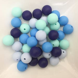 40 Bulk Silicone Beads - Blues - Bulk Silicone Beads Wholesale