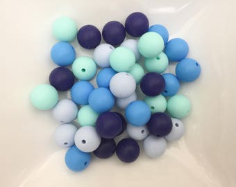 40 Bulk Silicone Beads - Blues - Bulk Silicone Beads Wholesale