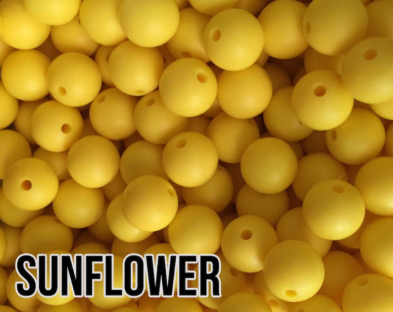 9 mm Sunflower Silicone Beads 10-1,000 aka Bright Yellow Silicone Beads Bulk Silicone Beads Wholesale