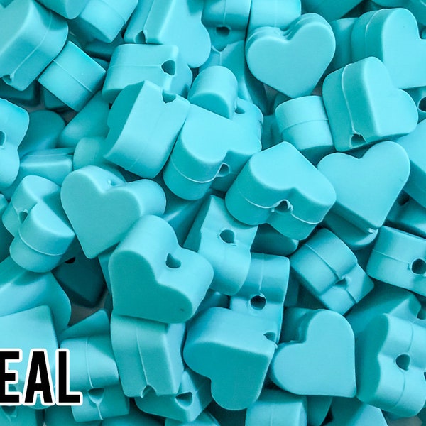 Mini Teal Heart Silicone Bead (aka Blue Green, Turquoise) Silicone Beads Wholesale Silicone Beads