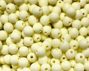 9 mm Lemon Chiffon Silicone Beads 10-1,000 (aka yellow, muted yellow, cream yellow)