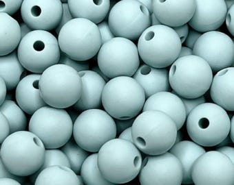 9 mm Robin Silicone Beads 10-1,000 (aka blue, light blue, muted blue, dusty blue, pastel blue)