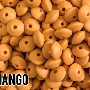 Small Abacus Lentil Saucer Silicone Beads in Mango - 12 mm x 7 mm - Bulk Silicone Beads Wholesale - DIY Jewelry