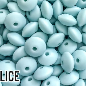 Small Abacus Lentil Saucer Silicone Beads in Alice Blue - 12 mm x 7 mm - Bulk Silicone Beads Wholesale - DIY Jewelry