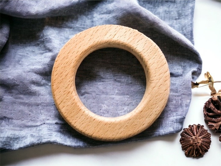 25pcs Natural Round Flat Wood Rings,unfinished Wooden Circle for