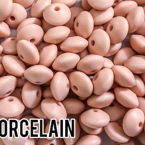 Small Abacus Lentil Saucer Silicone Beads in Porcelain - 12 mm x 7 mm - Bulk Silicone Beads Wholesale - DIY Jewelry