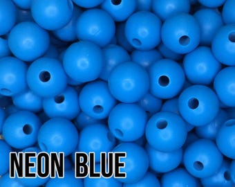 9 mm Neon Blue Silicone Beads 10-1,000