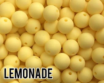 9 mm Lemonade Silicone Beads 10-1,000 (aka Light Yellow, Pastel Yellow) -