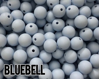 Silicone Beads, 15 mm Bluebell Silicone Beads 5-1,000 (aka Light Blue, Grey Blue) Bulk Silicone Beads Wholesale