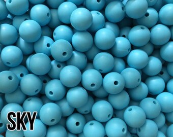 12 mm Sky Silicone Beads 10-1,000 (aka Light Blue)