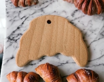 Croissant Shaped Bakery Engraved Wood Shape - DIY Wood