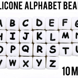 A-Z Silicone Alphabet Cube Beads 10 mm square Bulk Silicone Beads Wholesale DIY Jewelry image 1