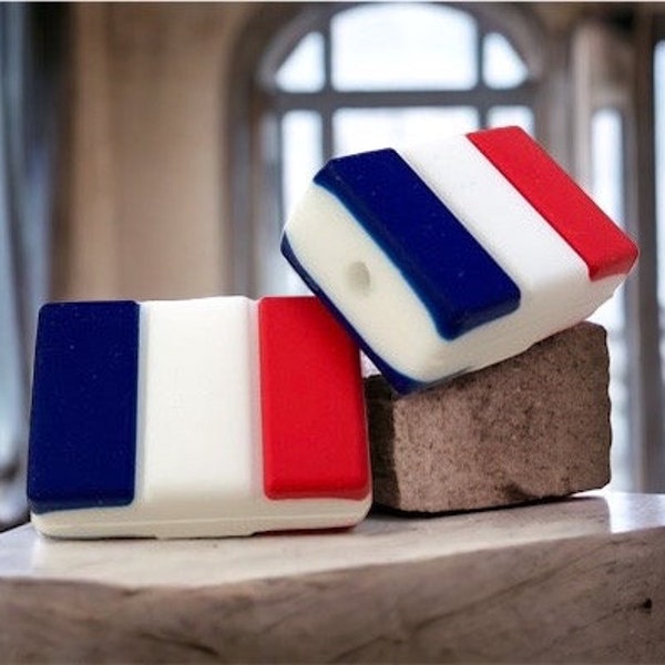Silicone France Flag Focal Beads - Bulk Silicone Beads Wholesale - DIY Jewelry